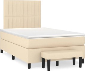 vidaXL Κρεβάτι Boxspring με Στρώμα Κρεμ 120x200 εκ. Υφασμάτινο