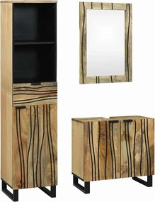 vidaXL Σετ Επίπλων Μπάνιου με συρτάρι 3 pcs Καφέ Επεξεργασμένο ξύλο