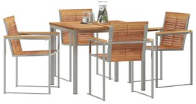 vidaXL Σέτ φαγητού για κήπο 5 pcs Συμπαγές Ξύλο Τικ