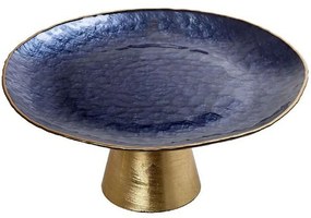 Διακοσμητική Πιατέλα Με Πόδι Shine DAC1806 Φ28cm Blue-Gold Espiel Γυαλί