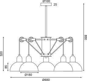 Φωτιστικό Οροφής Πολύφωτο Aca Cezanne EG5795P58G Grey