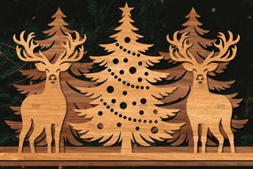 Intra απο ξύλο plywood 3mm-4mm πάχος Χριστουγεννιάτικη Σκηνή Δίασταση 15x15 cm INTRAFABR-106403200