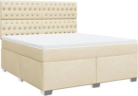 vidaXL Κρεβάτι Boxspring με Στρώμα Κρεμ 180x200 εκ. Υφασμάτινο