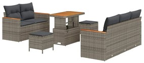 vidaXL Σετ Καναπέ Κήπου με μαξιλάρι 8 pcs Γκρι Πολυ ράταν