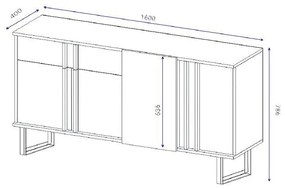 Μπουφές Amanda καρυδί-μαύρο 160x40x78.5εκ