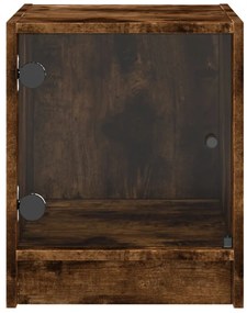 vidaXL Κομοδίνο Καπν. Δρυς 35 x 37 x 42 εκ. με Γυάλινη Πόρτα