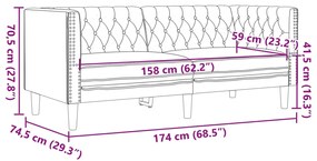 ΚΑΝΑΠΕΣ CHESTERFIELD 2ΘΕΣΙΟΣ ΓΚΡΙ ΑΠΟ ΣΥΝΘΕΤΙΚΟ ΔΕΡΜΑ 372662