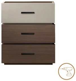 Κομοδίνο Sonlen pakoworld mdf σε καρυδί-μπεζ απόχρωση 60x40x66εκ