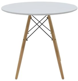 Τραπέζι Julita MDF λευκό-πόδια φυσικό Φ80x73εκ 80x80x73 εκ.