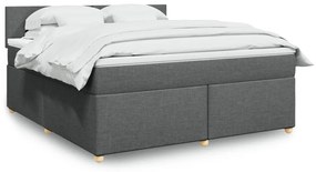 vidaXL Κρεβάτι Boxspring με Στρώμα Σκούρο Γκρι 180x200 εκ Υφασμάτιν