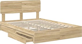 vidaXL Κρεβάτι Αποθήκης Δρύς Sonoma 140 x 200 cm Επεξεργασμένο ξύλο