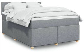 Κρεβάτι Boxspring με Στρώμα Ανοιχτό Γκρι 140x200 εκ. Υφασμάτινο - Γκρι