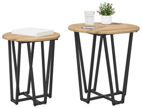 vidaXL Σετ βοηθητικά τραπεζάκια 2 pcs Δρυς Artisan και Μαύρο