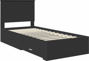 vidaXL Σκελετός Κρεβατιού Μαύρο και Ασημί 75 x 190 cm