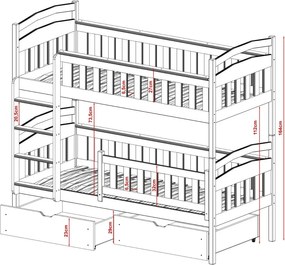 HARRY 80x200 pine bunk bed Lano Furniture
