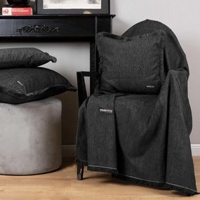 Ριχτάρι Plain 4 Seasons Black Aslanis Home Three-Seater 180x300cm Βαμβάκι-Πολυέστερ