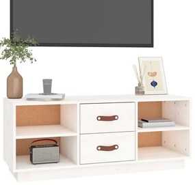 vidaXL Έπιπλο Τηλεόρασης Λευκό 100 x 34 x 40 εκ. από Μασίφ Ξύλο Πεύκου