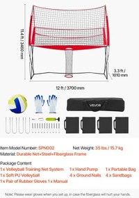VEVOR Volleyball Training Net System Portable Practice Equipment Indoor Outdoor