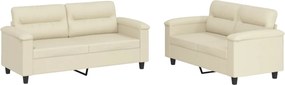 vidaXL Πολυθρόνες Σετ 2 Τεμαχίων Κρεμ Συνθετικό Δέρμα με Μαξιλάρια