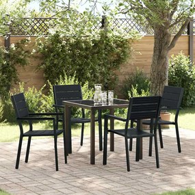 vidaXL Σέτ φαγητού για κήπο 5 pcs Μαύρο HDPE