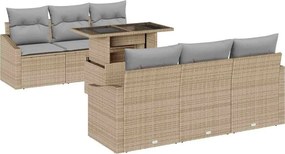 vidaXL Σετ Καναπέ Κήπου με αποθήκευση 7 pcs Μπεζ Πολυ ράταν