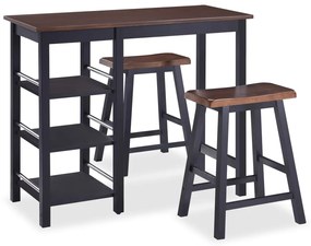 vidaXL Σετ Επίπλων Μπαρ 3 τεμ. Μαύρο από MDF