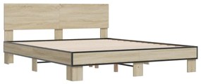 vidaXL Πλαίσιο Κρεβατιού Sonoma Δρυς 150x200 εκ. Επεξ. Ξύλο & Μέταλλο