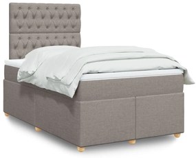 vidaXL Κρεβάτι Boxspring με Στρώμα Taupe 120x190 εκ. Υφασμάτινο