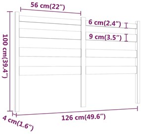 Κεφαλάρι κρεβατιού Καφέ 126x4x100 εκ. από Μασίφ Ξύλο Πεύκου - Καφέ