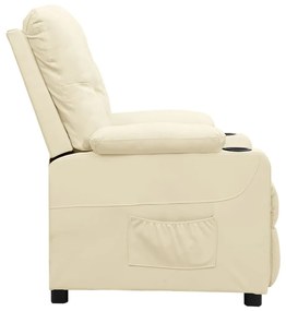 vidaXL Πολυθρόνα Ανακλινόμενη με Ανύψωση Κρεμ από Συνθετικό Δέρμα