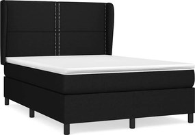 vidaXL Κρεβάτι Boxspring με Στρώμα Μαύρο 140x190 εκ. Υφασμάτινο