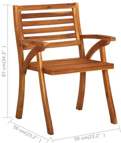 vidaXL Καρέκλες Τραπεζαρίας Κήπου 3 τεμ Μασίφ Ξύλο Ακακίας + Μαξιλάρια