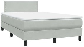 vidaXL Κρεβάτι Boxspring με Στρώμα Ανοιχτό Γκρι 120x220 εκ. Βελούδινο