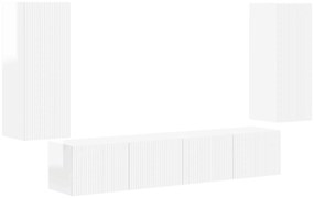 vidaXL Επιτοίχιο 4 pcs Υψηλής γυαλάδας λευκό