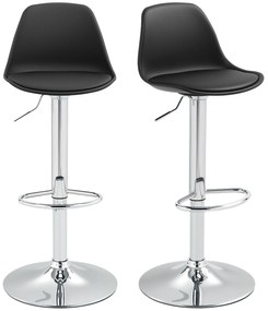 HOMCOM Σετ 2 σκαμπό μπαρ, περιστρεφόμενα σκαμπό με πλάτη, ρυθμιζόμενο ύψος, έως 120 kg, 42 x 38 x 82-104 cm, Μαύρο