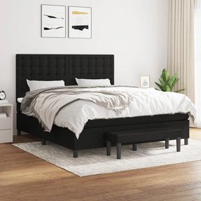 Κρεβάτι Boxspring με Στρώμα Μαύρο 160x200 εκ. Υφασμάτινο - Μαύρο