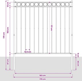 vidaXL Στοιχείο Φράχτη ASSEN 170 x 170 εκ. Ατσάλι Γκρι