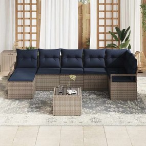 vidaXL Σετ Καναπέ με μαξιλάρι 8 pcs Γκρι συνθετικό ρατάν