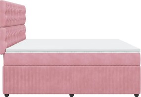 vidaXL Κρεβάτι Boxspring με Στρώμα Ροζ 200x200 εκ. Βελούδινο