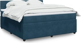 vidaXL Κρεβάτι Boxspring με Στρώμα Μπλε 180x200 εκ. Βελούδινο