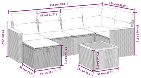 vidaXL Σετ Καναπέ Κήπου 7 τεμ. Μικτό Μπεζ Συνθετικό Ρατάν & Μαξιλάρια