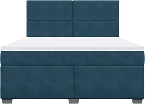 vidaXL Κρεβάτι Boxspring με Στρώμα Μπλε 180x200 εκ. Βελούδινο