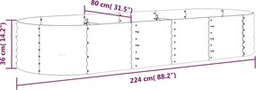 vidaXL Ζαρντινιέρα Ανθρακί 224x80x36 εκ Γαλβανισμένος χάλυβας