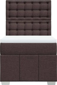 vidaXL Κρεβάτι Boxspring με Στρώμα Σκούρο Καφέ 90x200 εκ. Υφασμάτινο
