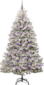 vidaXL Τεχνητό Χριστουγεννιάτικο Δέντρο Πράσινο και Λευκό 210 cm