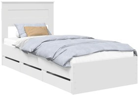 vidaXL Σκελετός Κρεβατιού Λευκό 90 x 200 cm Μηχανήματος Ξύλο