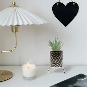 Τεχνητό Φυτό σε Κεραμικό Γλαστράκι σε Μεταλλική Χρυσή Βάση 10x21cm - Καφέ