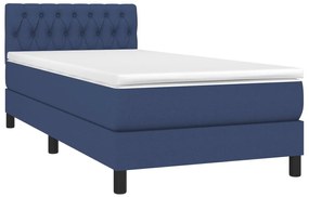 vidaXL Κρεβάτι Boxspring με Στρώμα &amp; LED Μπλε 90x190 εκ. Υφασμάτινο