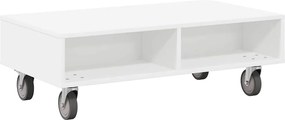vidaXL Κομοδίνο με τροχούς Λευκό 90 x 50 x 30 cm Επεξεργασμένο ξύλο