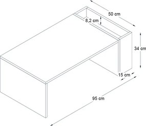 Τραπεζάκι σαλονιού View Megapap χρώμα λευκό - καρυδί 95x50x34εκ.